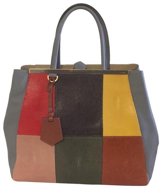 Fendi Strengrene Collectible Grey Lambskin Leather Tote 