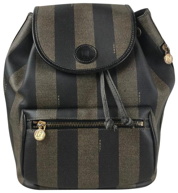 Fendi Stripe Pequin Green Coated Canvas Backpack 
