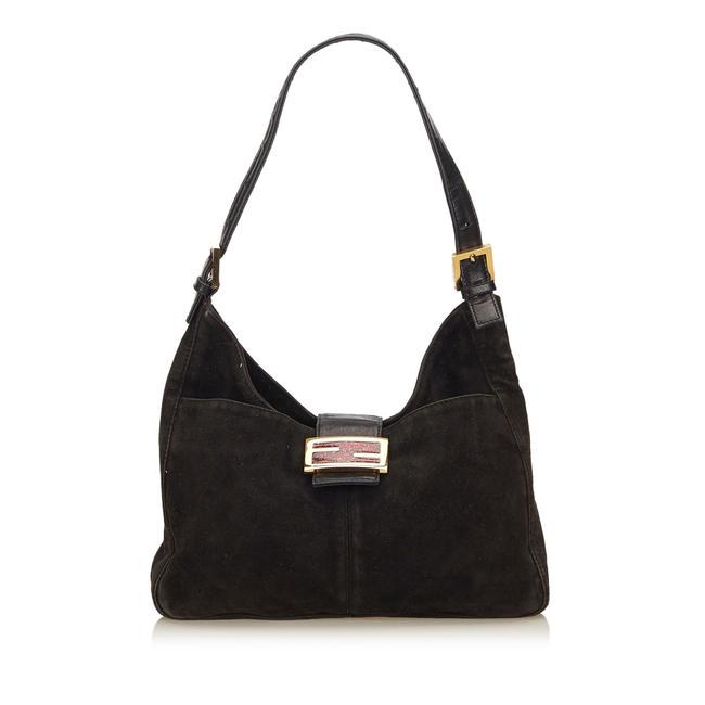 Fendi Suede Mamma Italy Black Leather Baguette 