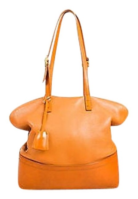 Fendi Tan Grain Leather Buckle Top Handle 2bag Shoulder Bowler Bag 