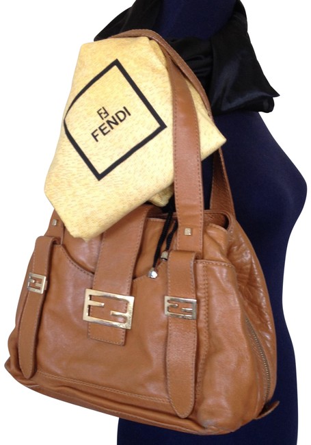 Fendi TanBrown Leather Shoulder Bag 