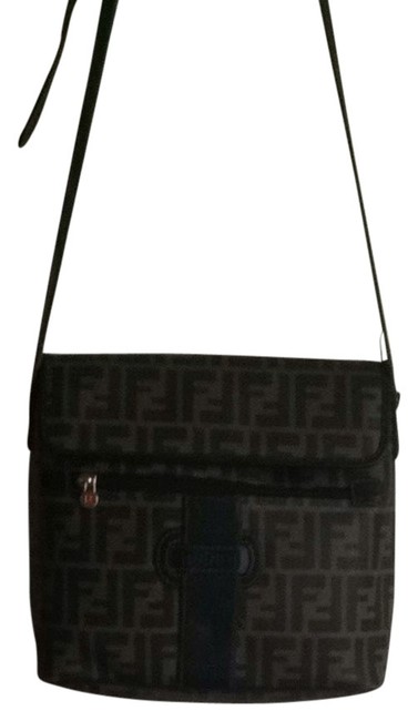 Fendi "The Flan" Black Vinyl Shoulder Bag 
