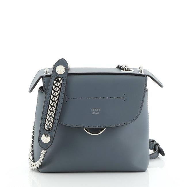Fendi To School Mini Blue Leather Backpack 
