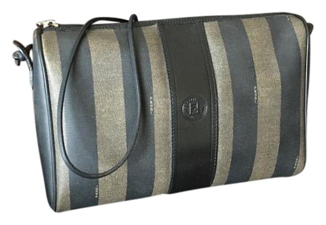 Fendi Tobacco Black Pequin Stripe Beauty Shoulder Bag 