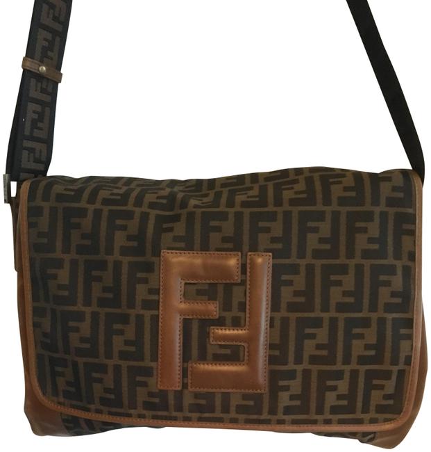 Fendi Crossbody New Tobacco Borsa Tan Leather Canvas Messenger Bag 