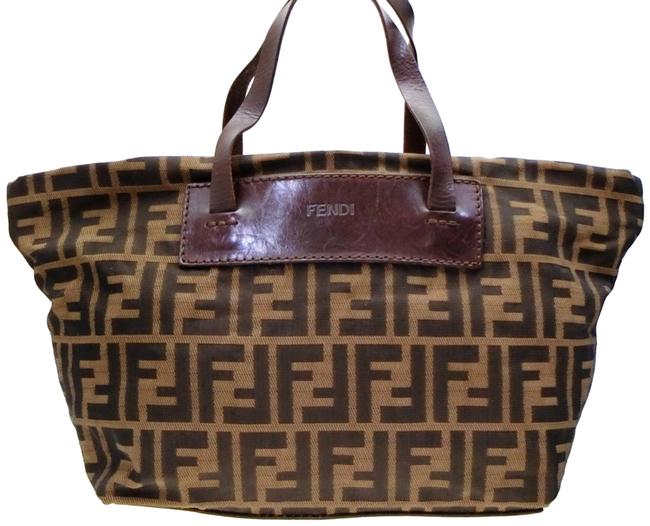 Fendi Tobacco Ff Zucca Monogram 232124 Brown Canvas Tote 