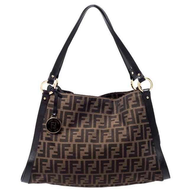 Fendi Tobacco Zucca Brown Canvas and Leather Tote 