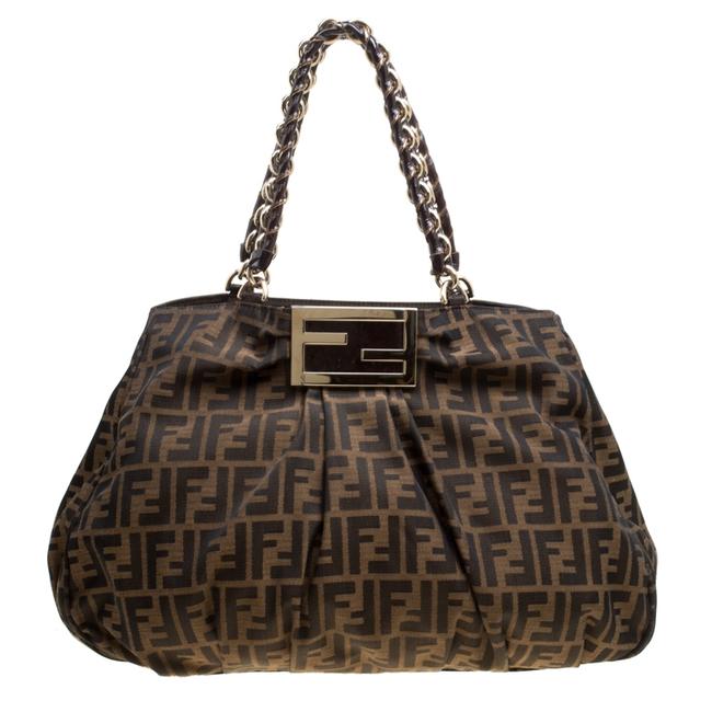 Fendi Tobacco Zucca Large Mia Canvas Tote 