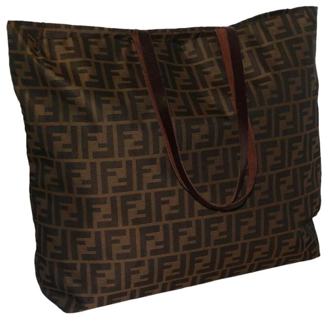 Fendi Tobacco Zucca Print Canvas Tote 