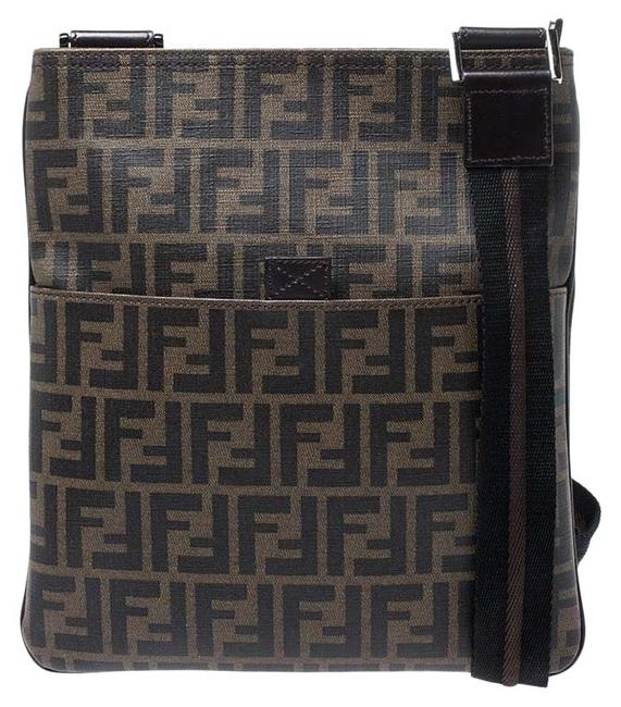 Fendi Tobacco Zucca Spalmati Brown Coated Canvas Messenger Bag 