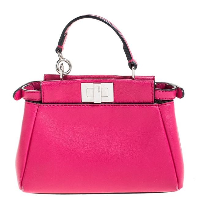 Fendi Top Handle Magenta Micro Peekaboo Pink Leather Shoulder Bag 