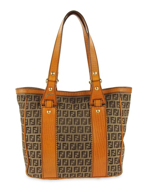 Fendi Top Handle Zucca Tobacco Brown Canvas Tote 