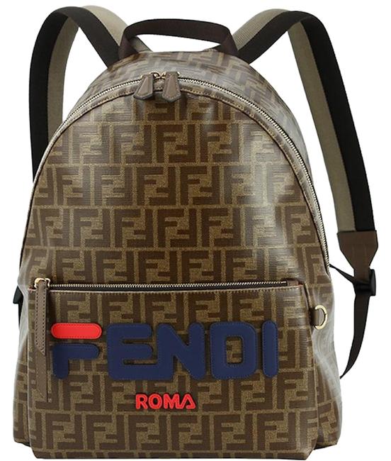 Fendi Tote Bag New Mania Travel Brown Logo Coated Canvas Backpack 