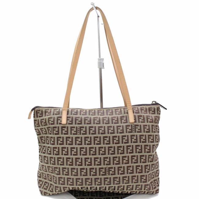 Fendi Shoulder Bag ToteShoulder Brown CanvasLeather Tote 