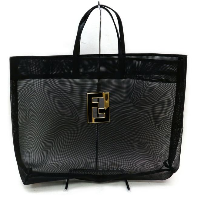 Fendi Translucent Clear Ff Zucca Logo Shopper 872450 Black Mesh Tote 