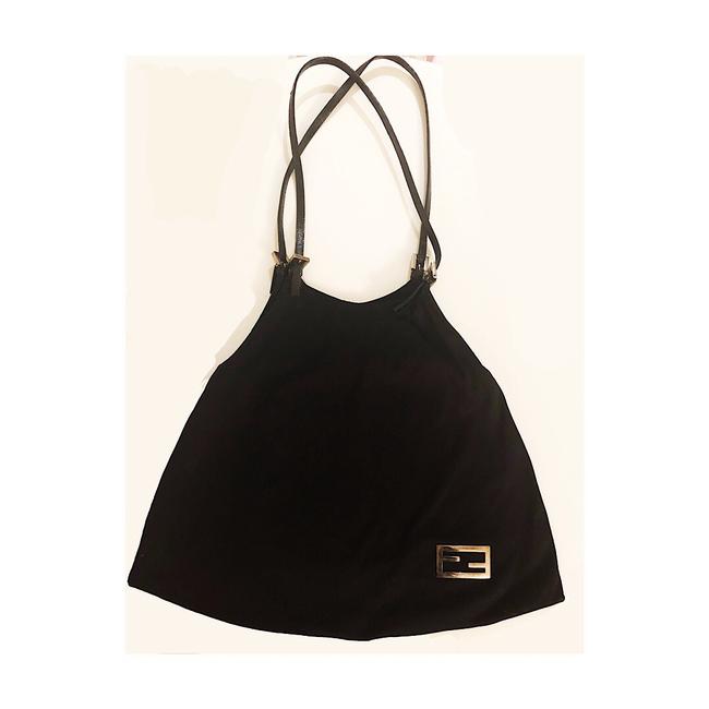 Fendi Trapezoid Black Fabric Spandex Shoulder Bag 