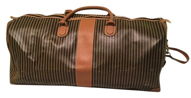 Fendi Boston TravelBoston TanBlack Pvc WeekendTravel Bag 