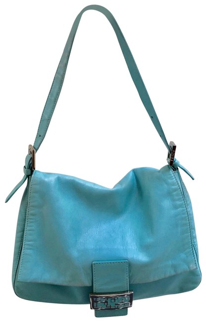 Fendi Turquoise Lambskin Leather Shoulder Bag 