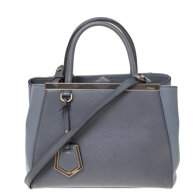 Fendi Two Mini 2jours Grey Leather Tote 