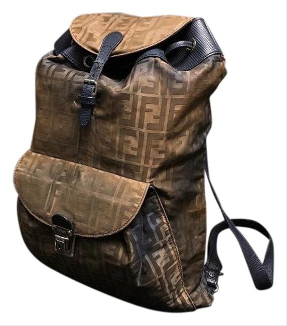 Fendi Unisex Brown Ff Zucca Logo Bookbag 7vz044 Black Nylon Backpack 