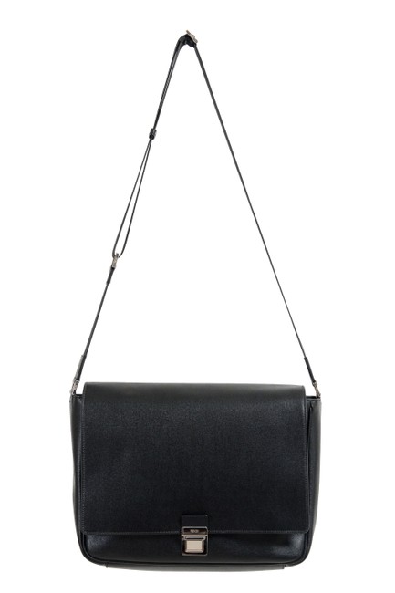 Fendi Shoulder Unisex Black Saffiano Leather Messenger Bag 