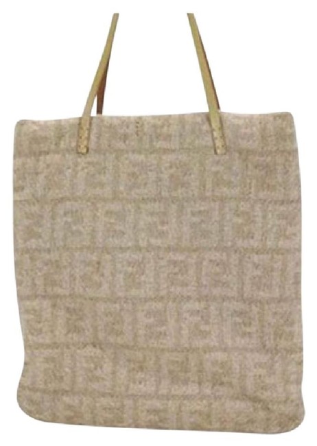 Fendi Vertical Beige Zucca Felt Tote 