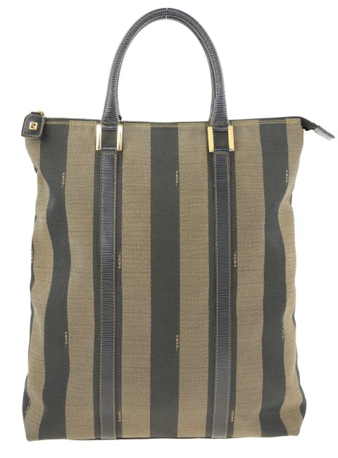 Fendi Vertical Picotin Black Canvas Tote 