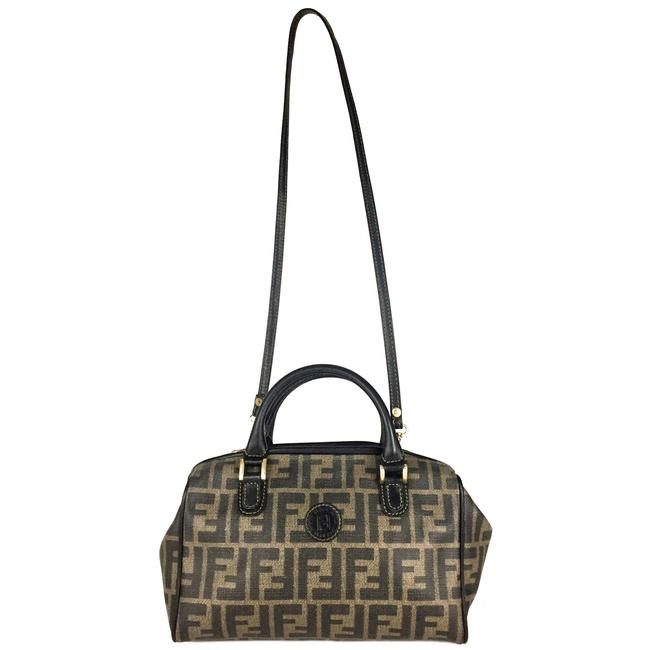 Fendi Vintage Black Beige Leather Shoulder Bag 