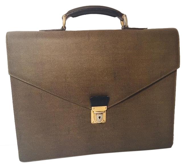 Fendi Vintage Briefcase Document Business Brown Leather Laptop Bag 