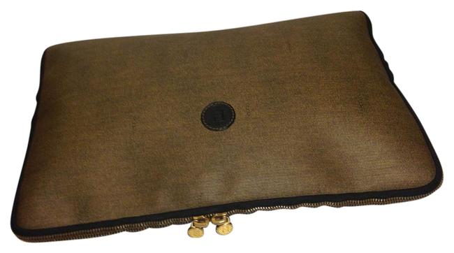 Fendi Vintage Briefcase File Attache Brown PvcLeather Laptop Bag 