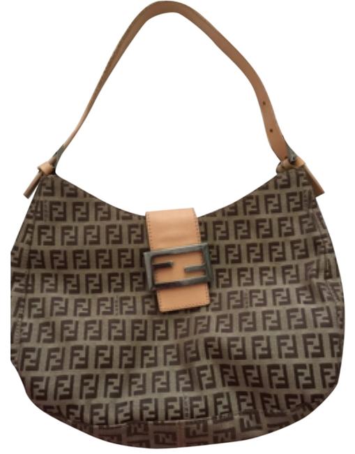 Fendi Vintage Brown Fabric and Material Shoulder Bag 