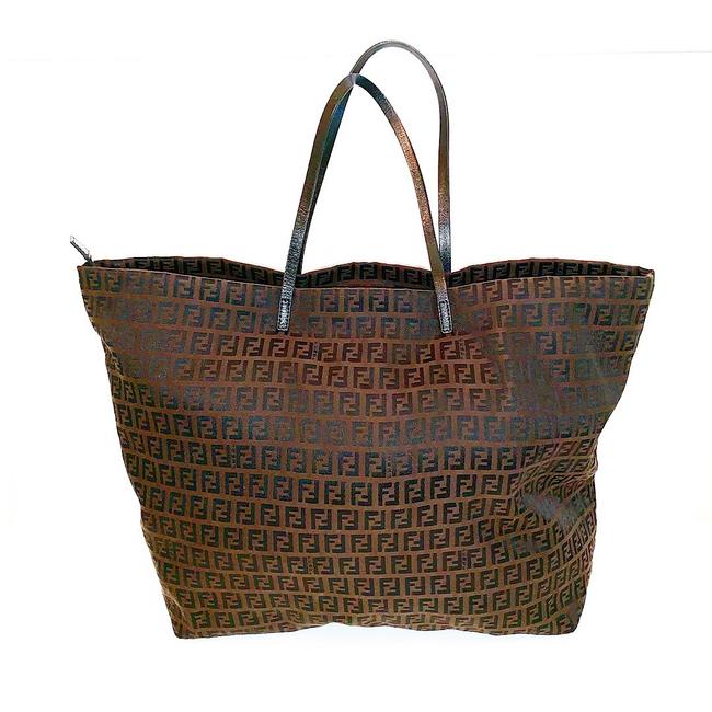 Fendi Vintage Brown Zucca Full Zip Tote 