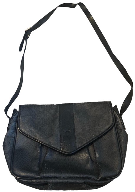 Fendi Vintage Cross Body Black Leather Messenger Bag 