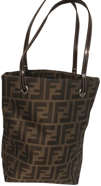 Fendi Vintage Mini Brown Canvas Leather Coated Pvc Tote 
