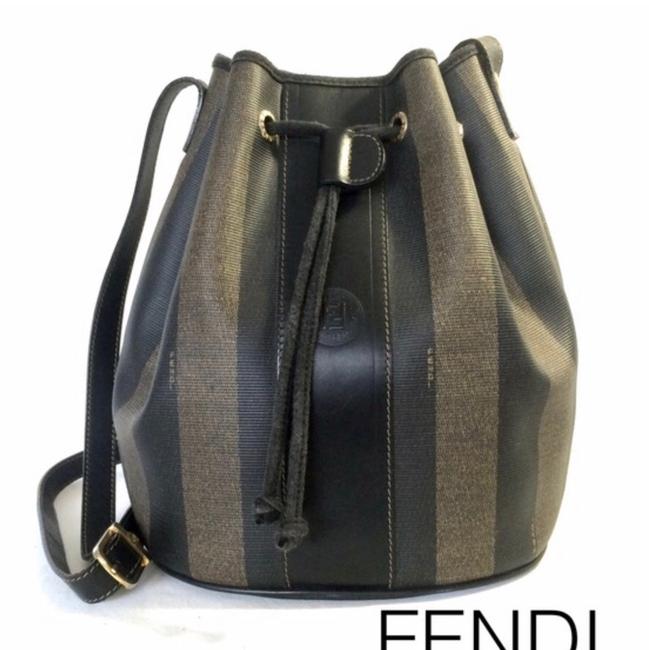 Fendi Vintage Pequin Stripe ?nwt? Brown &amp; Black Leather Shoulder Bag 