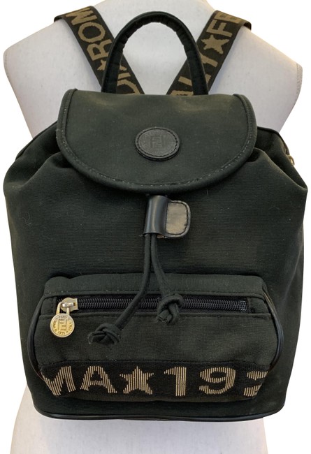 Fendi Vintage Roma Army Green Canvas Backpack 