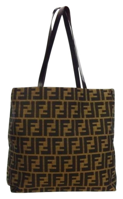 Fendi Vintage Shopper Brown Terry Cloth Tote 