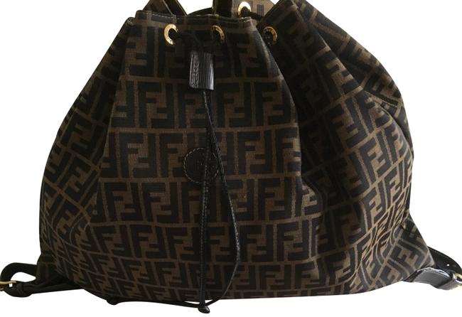 Fendi Vintage X large Travel Brown and Black Canvas Leather Backpack 