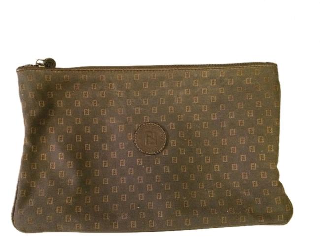 Fendi Vintage Zipper Cosmetic Pouch Brown WeekendTravel Bag 