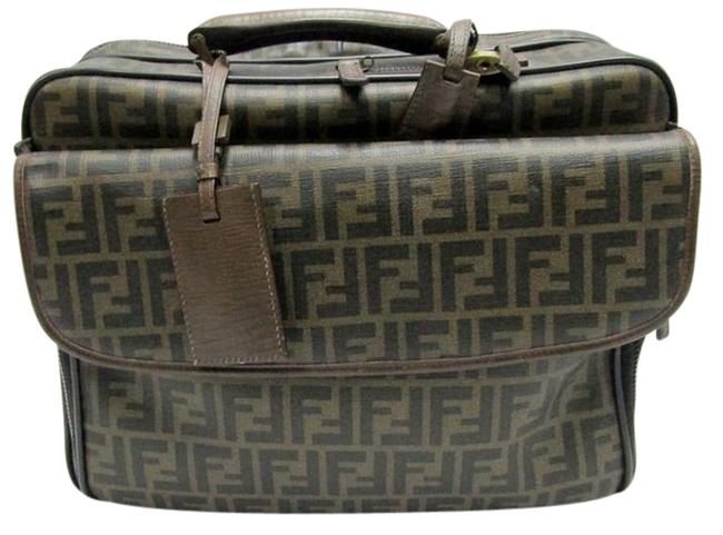 Fendi Vintage Zucca Briefcase Logo Brown Leather WeekendTravel Bag 
