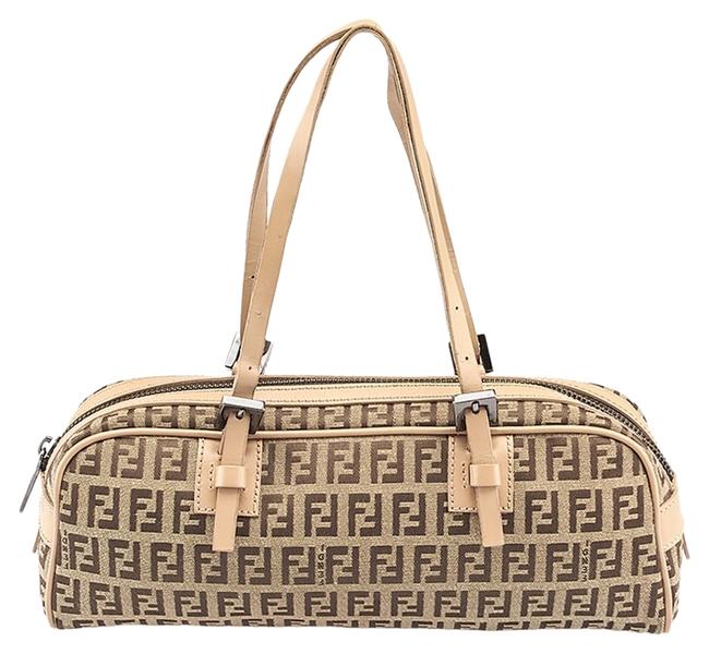 Fendi Vintage Zucca Pochette 58912 Tan Canvas Shoulder Bag 