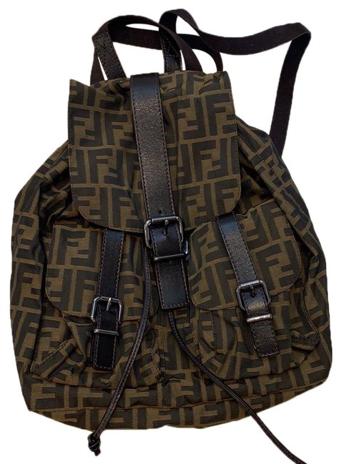 Fendi Vintage Zucca Print BlackBrown Canvas Backpack 
