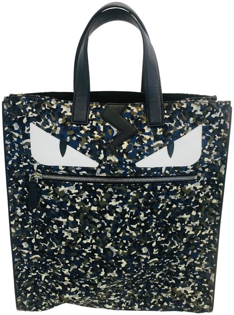Fendi Vitello Confetti Monster Navy Nylion Tote 