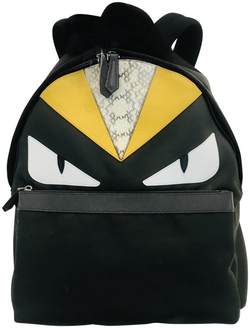 Fendi Vitello Elite Monster Grey Nylon Backpack 