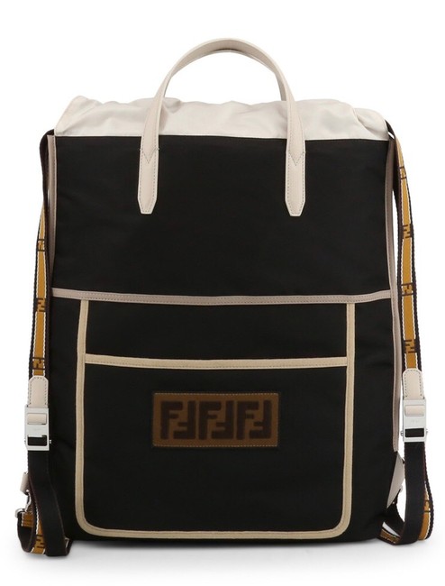 Fendi Vitello Patch Black Nylon Backpack 