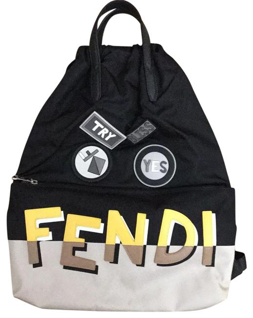 Fendi Vocabulary Limited Edition BlackYellowTanWhiteGray Backpack 