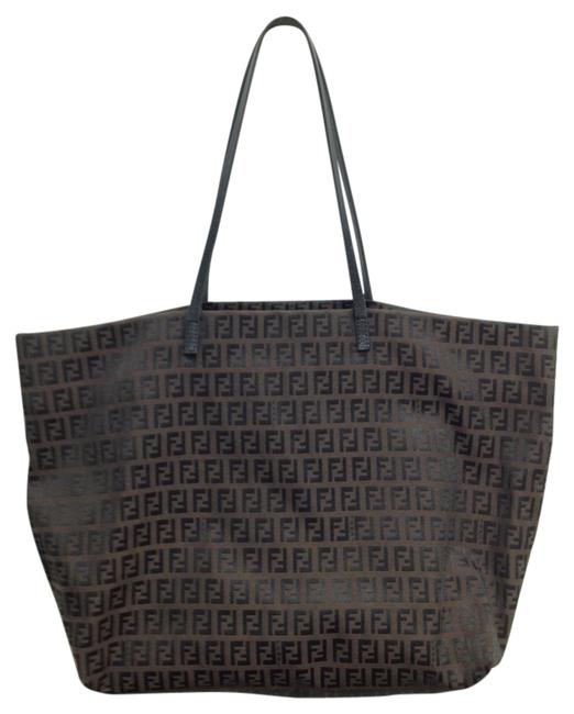 Fendi Was #4644 Dark Ff Monogram Zucci Large Tote Shoulder Bag 