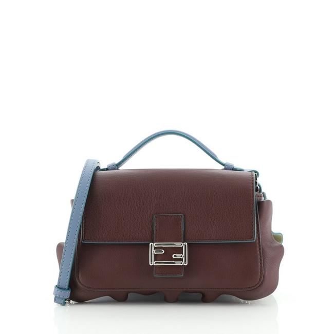 Fendi Wave Double Micro Blue Red Leather Baguette 