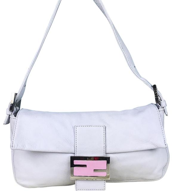 Fendi White Leather Baguette 
