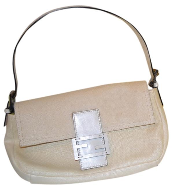 Fendi White Woven Leather Baguette 
